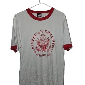 Vintage 90s Rare American Embassy Somalia shirt Screen Stars Single Stitch Large